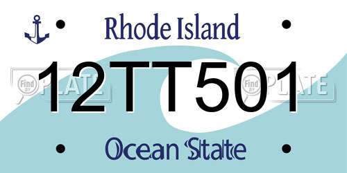 12TT501 Rhode Island License Plate
