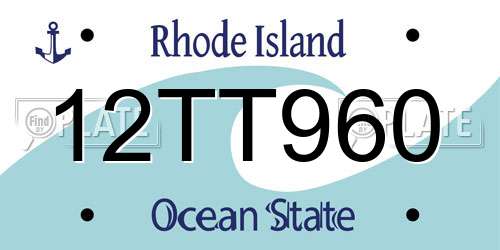 12TT960 Rhode Island License Plate