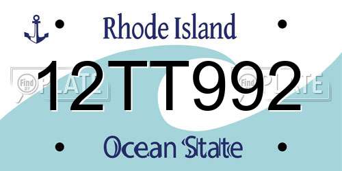 12TT992 Rhode Island License Plate