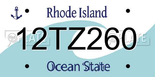 12TZ260 Rhode Island License Plate