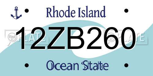 12ZB260 Rhode Island License Plate