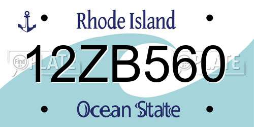 12ZB560 Rhode Island License Plate