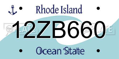 12ZB660 Rhode Island License Plate