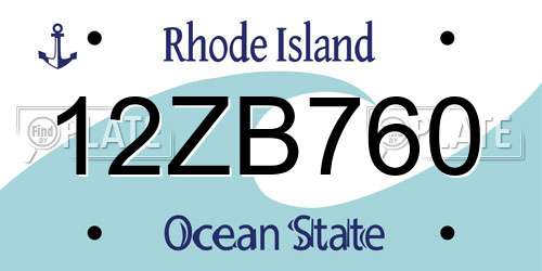 12ZB760 Rhode Island License Plate