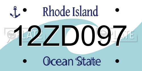 12ZD097 Rhode Island License Plate