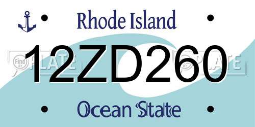 12ZD260 Rhode Island License Plate