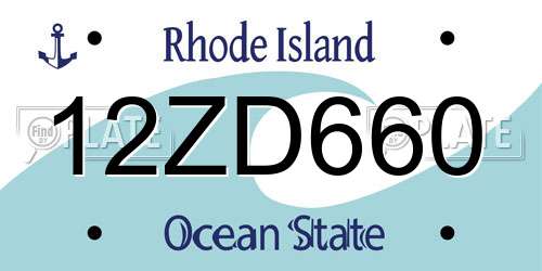 12ZD660 Rhode Island License Plate