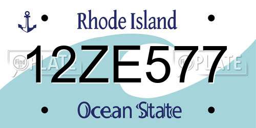 12ZE577 Rhode Island License Plate
