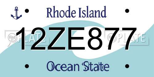12ZE877 Rhode Island License Plate