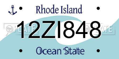 12ZI848 Rhode Island License Plate