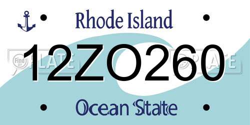 12ZO260 Rhode Island License Plate