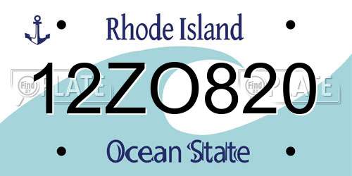 12ZO820 Rhode Island License Plate
