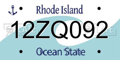 12ZQ092 Rhode Island License Plate