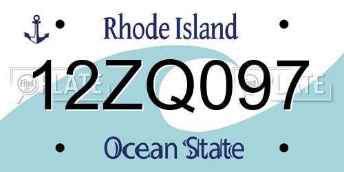 12ZQ097 Rhode Island License Plate