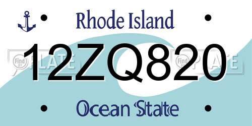 12ZQ820 Rhode Island License Plate