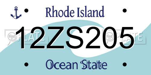 12ZS205 Rhode Island License Plate