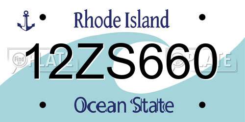 12ZS660 Rhode Island License Plate