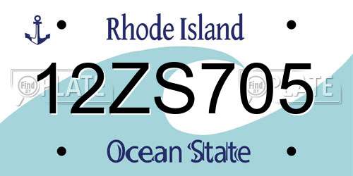 12ZS705 Rhode Island License Plate