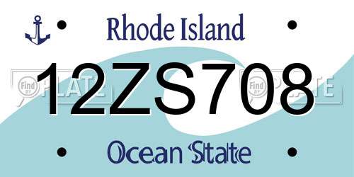 12ZS708 Rhode Island License Plate