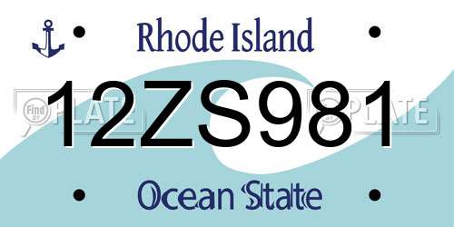 12ZS981 Rhode Island License Plate