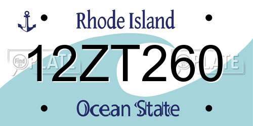 12ZT260 Rhode Island License Plate