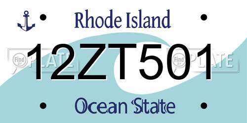 12ZT501 Rhode Island License Plate