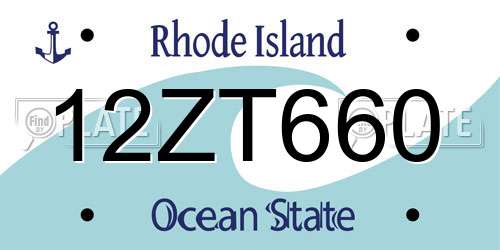 12ZT660 Rhode Island License Plate