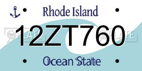 12ZT760 Rhode Island License Plate