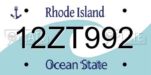 12ZT992 Rhode Island License Plate
