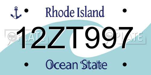 12ZT997 Rhode Island License Plate