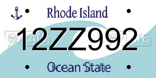 12ZZ992 Rhode Island License Plate