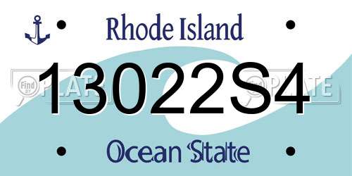 13022S4 Rhode Island License Plate