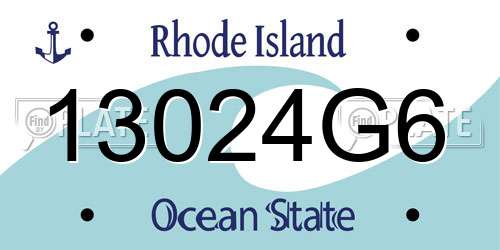 13024G6 Rhode Island License Plate