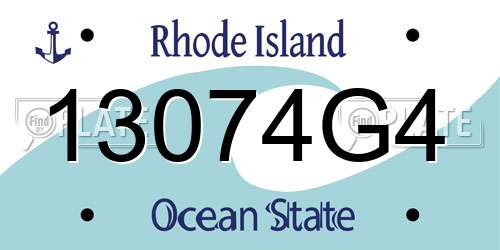 13074G4 Rhode Island License Plate