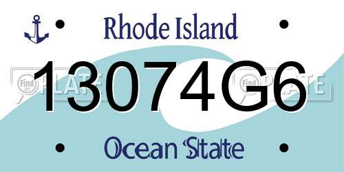 13074G6 Rhode Island License Plate