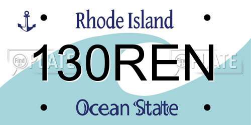 130REN Rhode Island License Plate