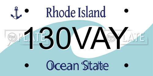 130VAY Rhode Island License Plate
