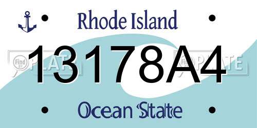 13178A4 Rhode Island License Plate