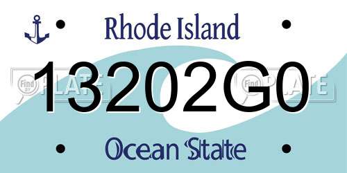 13202G0 Rhode Island License Plate