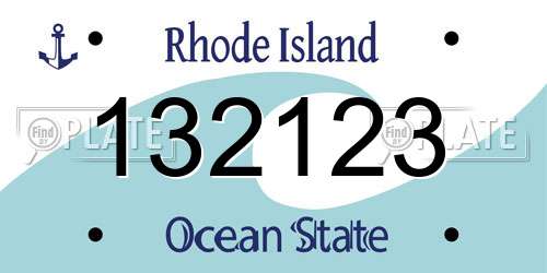 132123 Rhode Island License Plate