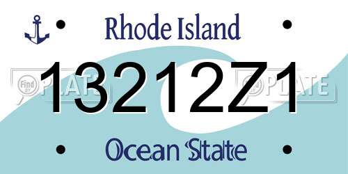 13212Z1 Rhode Island License Plate