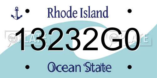 13232G0 Rhode Island License Plate