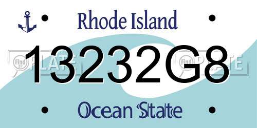 13232G8 Rhode Island License Plate