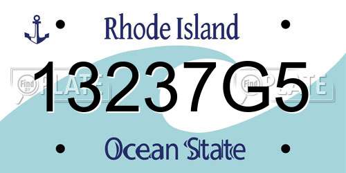 13237G5 Rhode Island License Plate