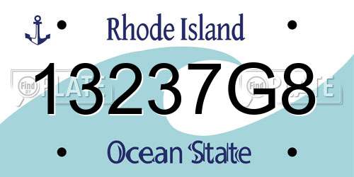 13237G8 Rhode Island License Plate