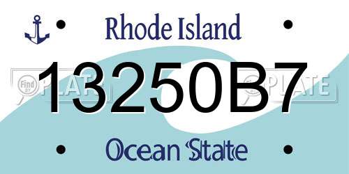 13250B7 Rhode Island License Plate