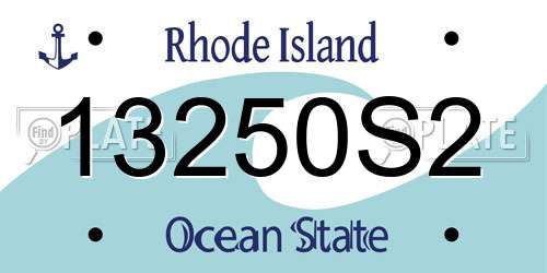 13250S2 Rhode Island License Plate