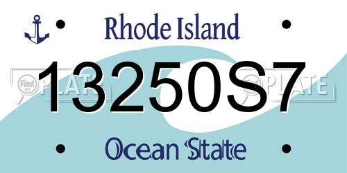 13250S7 Rhode Island License Plate