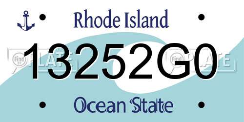 13252G0 Rhode Island License Plate