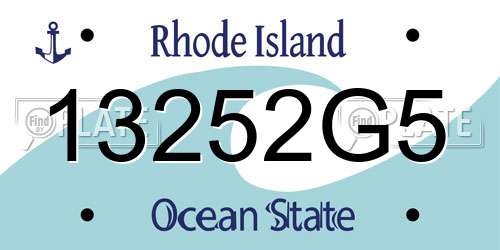 13252G5 Rhode Island License Plate
